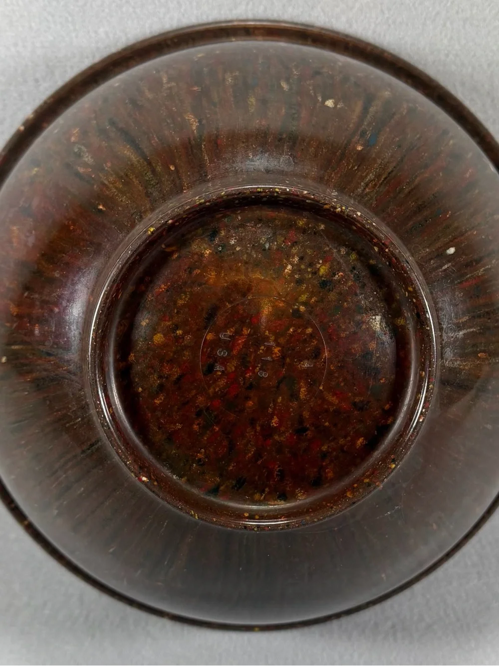 Vintage Melanine Mixing Bowl in Speckled Brown and Multicolor Flecks. #118 USA